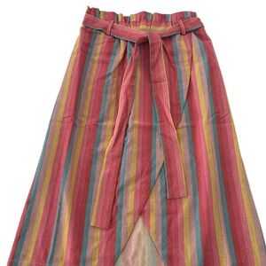 Moon River Colorful Striped Midi Skirt